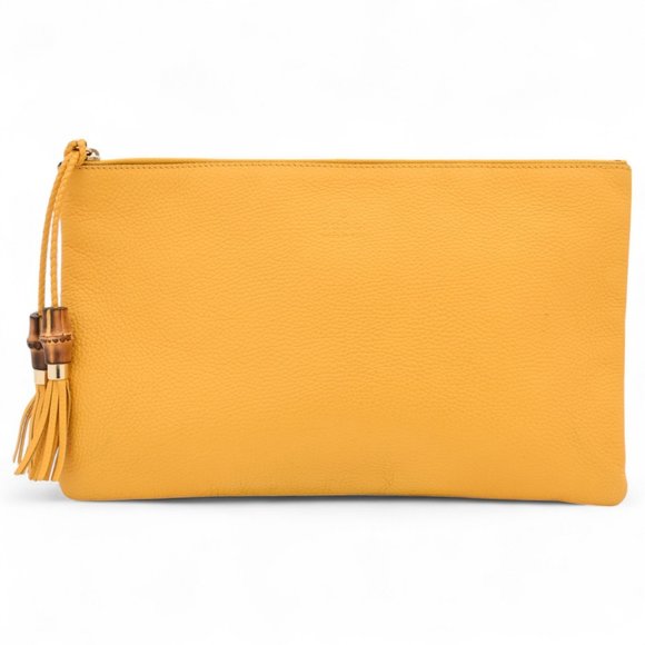 Gucci leather clutch bag in yellow - Picture 1 of 10